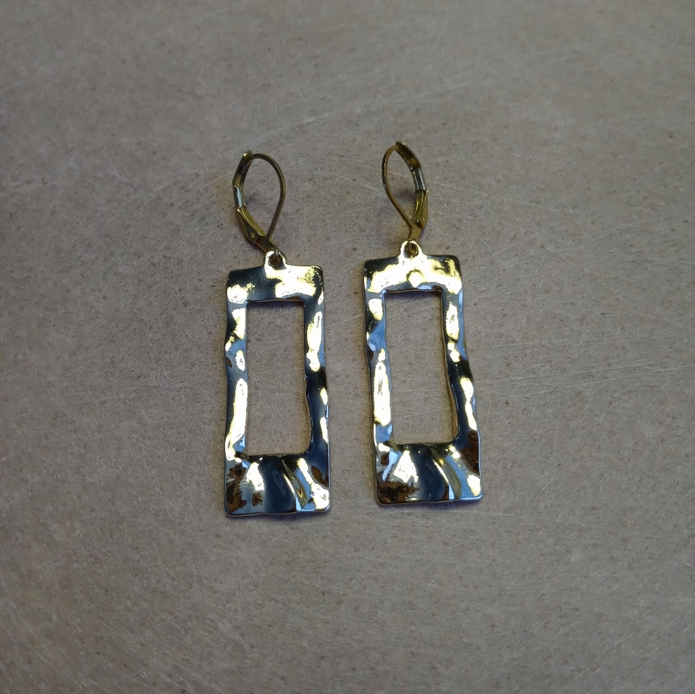 Gold Rectangle Earrings - image 1
